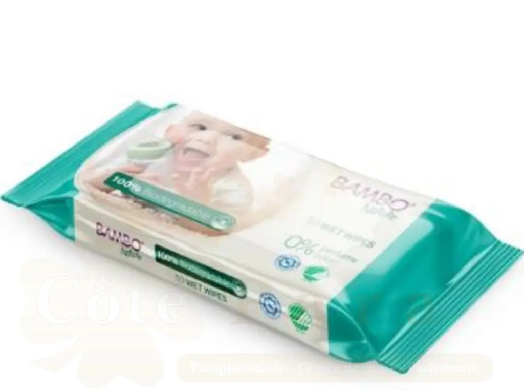 BAMBO NATURE LINGETTES BIODEGRADABLES SANS PARFUM *50
