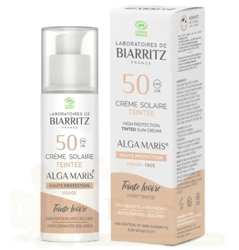 BIARRITZ ALGA MARIS CREME SOLAIRE VISAGE TEINTEE IVOIRE SPF50 50ML