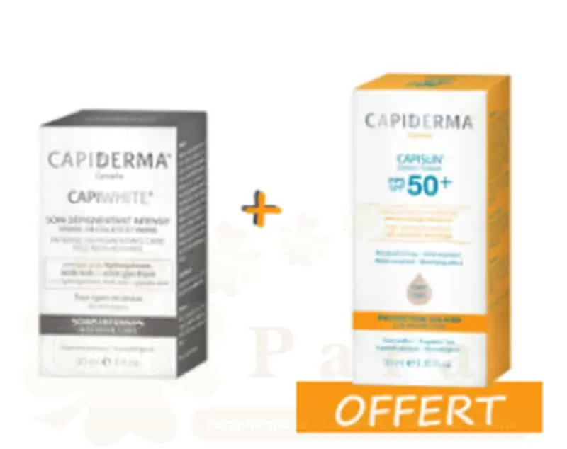 CAPIDERMA CAPIWHITE HQ (SOIN DEPIGMENTANT)50ML+CAPISUN TEINTE CLAIR 50ML OFFERT