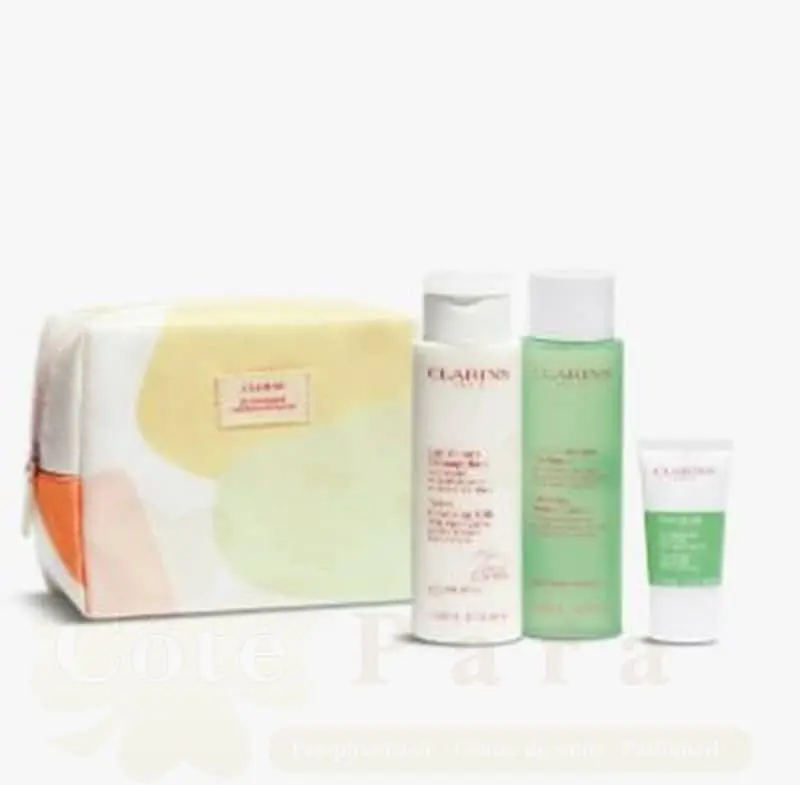 CLARINS COFFRET ESSENTIELS DEMAQUILLAGE PEAUX MIXTES A GRASSES (LAIT+LOTION+EXFOLIANT)