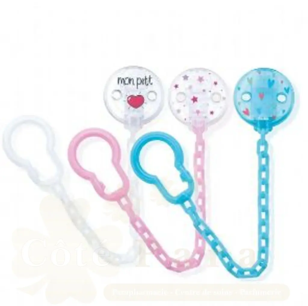 DODIE ATTACHE SUCETTE CHAINETTE BLEU/RS/TRANS