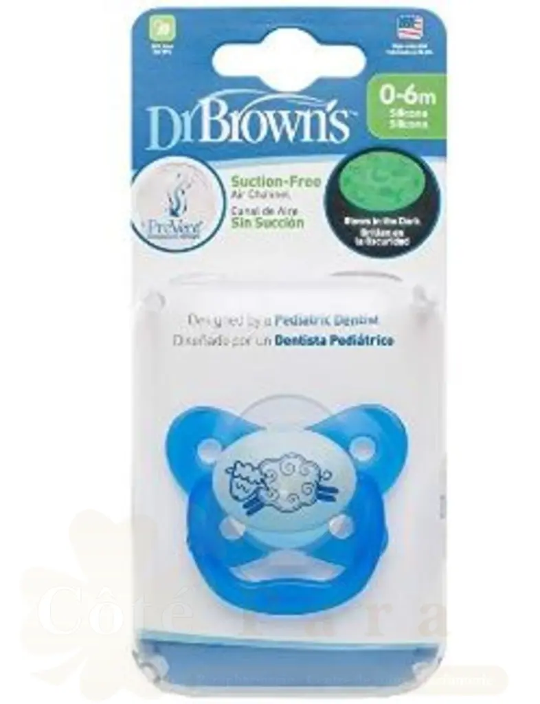 DR BROWNS SUCETTE PREVENT GLOW IN THE DARK 0-6M PV11008