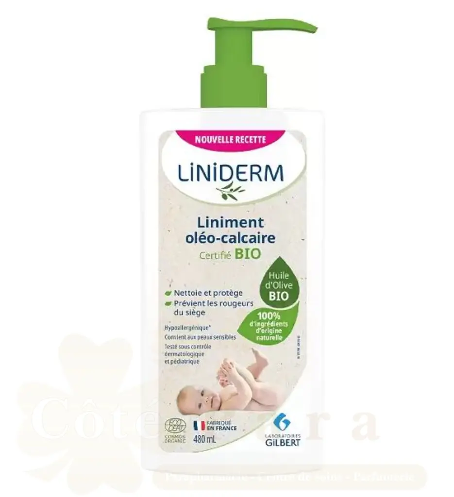 GILBERT LINIDERM LINIMENT OL?O-CALCAIRE BIO 480ML POMPE