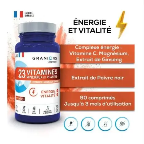 GRANIONS 23 VITAMINES MINERAUX ET PLANTES 90 COMPRIMES