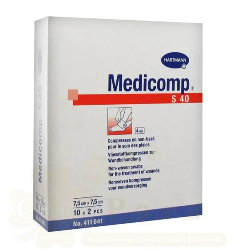 HARTMANN COMPRESSES MEDICOMP 7.5CM*7.5CM 100PCS NEW REF 411843