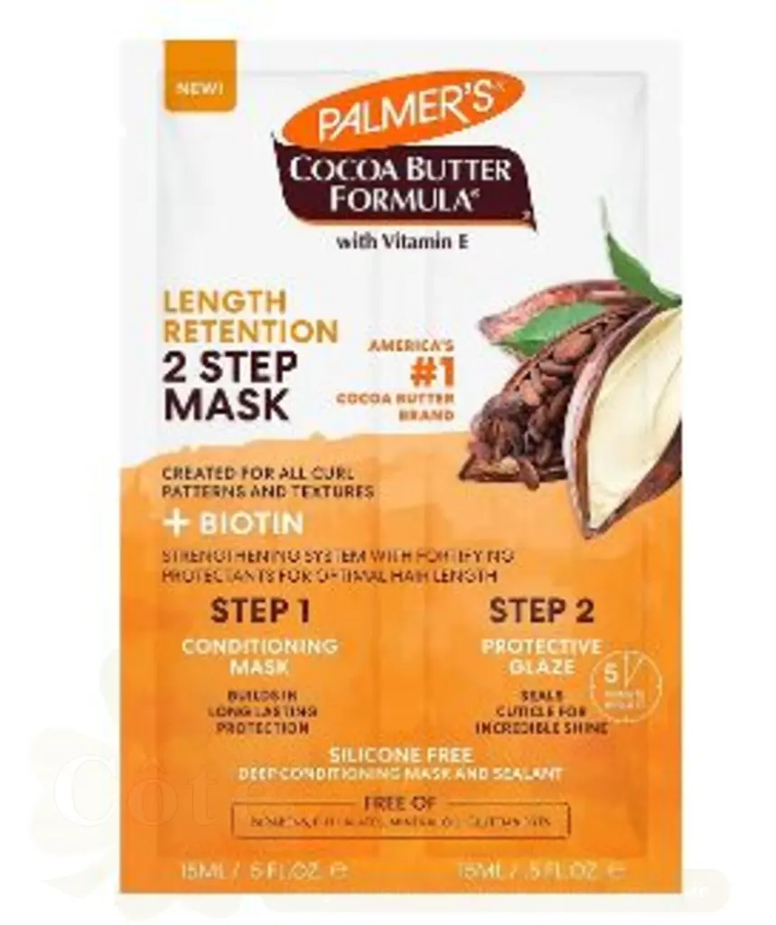 PALMER’S MASQUE CHEVEUX 2 STEP CACAO ET BIOTIN ACCELERATEUR DE POUSSE 15ML*2