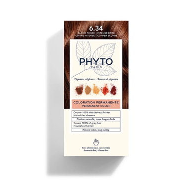 PHYTO PHYTOCOLOR COLORATION PERMANENTE 6.34 NOIR BLOND FONCE CUIVRE INTENSE