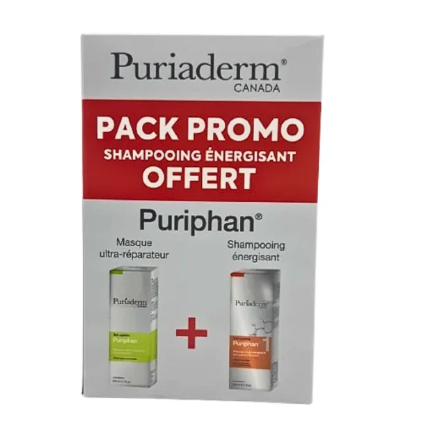 PURIADERM PURIPHAN MASQUE ULTRA REPARATEUR 200ML + PURIPHARN SHAMPOOING ENERGISANT 200ML OFFERT...