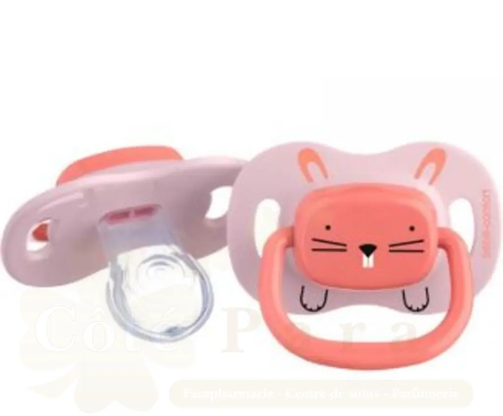 BEBE CONFORT 2 SUCETTES REVERSIBLE ANIMALS ROSE 6-18 SILICONE REF 3104202050