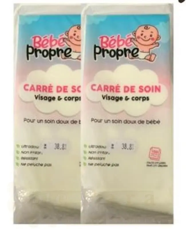 BEBE PROPRE CARRE DE SOIN 100 UNITES LOT DE 2